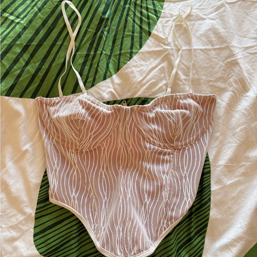White Fox Boutique Cream and White Crop Top